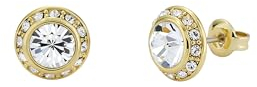 Ted Baker Soletia Solitaire Sparkle Crystal Stud Earrings For Women (Gold Tone/Crystal)