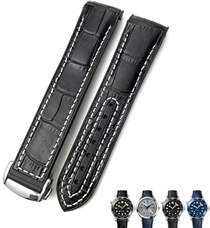 TIOYW Gummi-Lederarmband für Omega Seamaster 300 Speedmaster AT150 HydroConquest Sportarmband, 21 mm / 22 mm, 19 mm / 20 mm, 21 mm, Achat