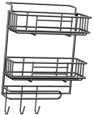 Fridge Side Rack Refrigerator Side Shelf Kitchen Shelves Fridge Storage Hanging Basket Spice Storage Rack Kitchen Utensil Rack Kitchen Storage Organization for Fridge Kitchen Bathroom, 2 Layer