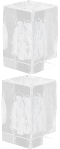 ABOOFAN 2 Piezas soperas Santeria Yoruba Decoración Religiosa Jesús Tallado Souvenir católico Jesús Centros Mesa Navidad Ornamento Cristal con Grabado señor la Cruz