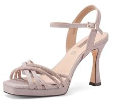 QUEEN HELENA Sandali Eleganti con Tacco Alto con Strass Donna S2872 (Champagne, Sistema Taglie Calzature EU, Adulto, Donna, Numero, Media, 41)