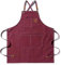 Grillschürzen für Männer, praktische Arbeitsschürze, Arbeitsschürze mit Taschen mit verstellbaren Trägern für Friseur, Küche, Gärtner, rot, L