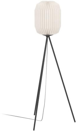 EGLO Stativ Stehleuchte Belgrave, Stehlampe Japanisch aus Metall in Schwarz und Papier in Weiß, Dreibein Standleuchte Wohnzimmer, FSC, Wohnzimmerlampe mit E27 Fassung