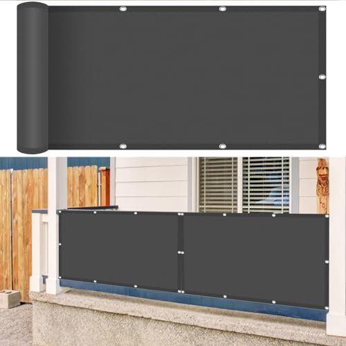 Balcony Privacy Screen 40 x 100 cm Anti-Peeping, Waterproof Fence Screen Garden Screen with Free Rope, Easy to Install for Outdoor, Garden, Backyard, Rails, Dark Grey