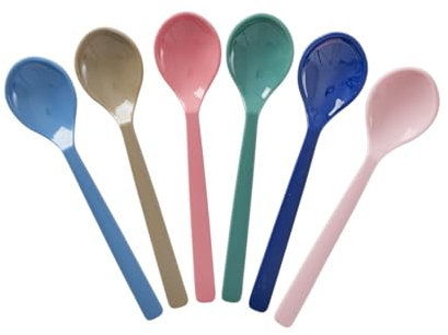 Rice Melamin Tee Löffel 6er-Set - New York - Teelöffel Bruchsicher Campingeschirr Melamingeschirr Kinderbesteck Dessertlöffel Bruchsicher BPA-frei Länge: 14,5 cm