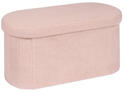 Bonlife Sitzbank mit Stauraum, klappbare Sitztruhe, Aufbewahrungsbox, Fußbank, Elliptisch, 76x38x38 cm, Rosa,bis 120 kg belastbar, für Wohnzimmer Schlafzimmer Flur
