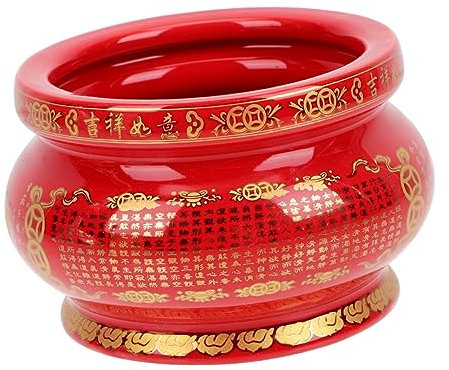 ORFOFE Brûleur Dencens Rétro Et 8 Diagrammes Design Encensoir en Céramique Rouge pour La Décoration Intérieure Et
