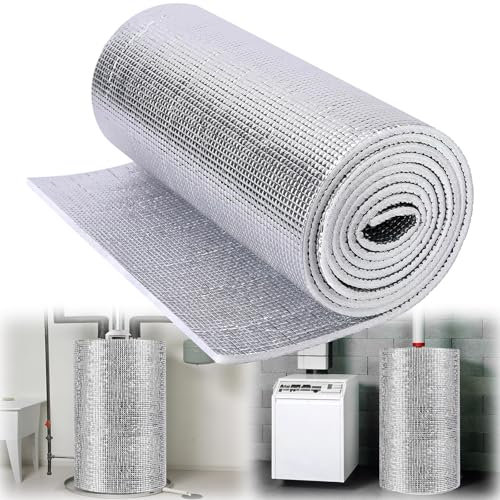 5 MM Reflective Insulation Water Heater Blanket Insulation Wrap, 15.7 * 9.8ft Double Side Aluminum Foil Hot Water Heater Cover Hot Water Heater Jacket for Winter Water Heater Tank Heater Insulation