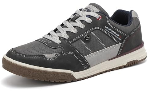 ARRIGO BELLO Schuhe Herren Sneaker Leather Freizeitschuhe Business Walkingschuhe Atmungsaktive Sportschuhe Größe 41-46 (A Grau, Größe_46)