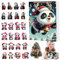Calendrier de l'Avent de Noël 2024, 24 jours 2d Panda Counom à rebours de Noël, acrylic Hanging Kids Advent Calendar 2024 pour la décoration d'arbre de Noël (A)