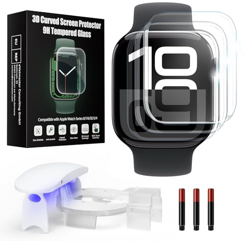 Kopration UV Tempered Glass Screen Protector for Apple Watch Series 11/10 42mm,Tempered Glass Curved Full Coverage Watch Screen Protector, Bubble Free S creen Protector for iWatch 11/10 42mm (3 Pack)