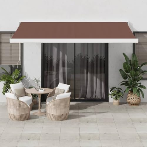Willood Markise Automatisch Braun 450x300cm Gelenkarmmarkise Markise Vollkassettenmarkise Sonnenschutz Garten Terrasse Balkon