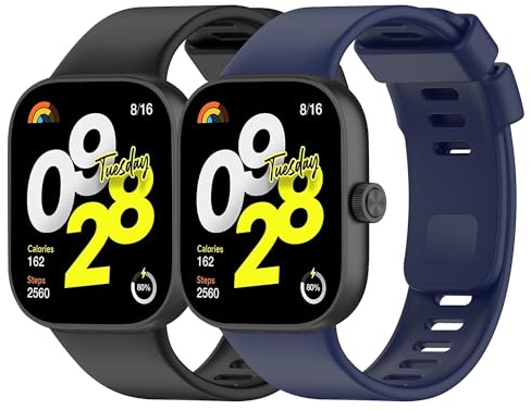 ZGCE 2 Piezas Correa para Xiaomi Redmi Watch 4 / Xiaomi Mi Band 8 Pro, Correa de Recambio Silicona Suave y Transpirable, Negro + Azul marino