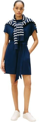 Tommy Hilfiger Gold Button Jersey F&f Dress Ww0ww49239 Robe évasée Femme (Lot de 1)