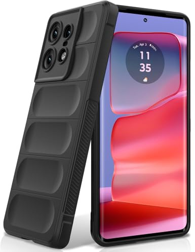 BonYonka Funda para Motorola Moto Edge 50 Pro, Funda de Silicona Resistente a Golpes y Arañazos, Forro de Microfibra Suave, Funda Integral con Protección para La Cámara, Negro