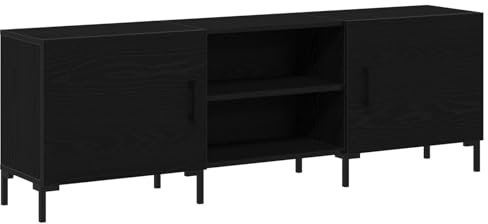 vidaXL Mueble para TV Negro Roble 150 x 30 x 50 cm Madera Ingenierizada Unidad de Almacenamiento Moderna Centro de Entretenimiento para Sala de Estar y Dormitorio con Estantes Flotantes y Puertas SIL