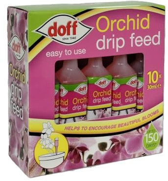 Orchid Drip Feeder 10x30ml – Automatic Slow-Release Fertiliser & Bloom Booster for Hanging Baskets, Balcony & Indoor Planters – Easy-Fit Drip Irrigation System for Orchids, Succulents & Houseplants