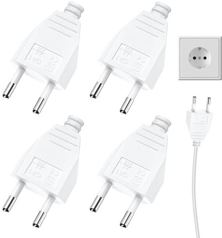 Prise Electrique Male 250V 2.5A, 4 Pièces Fiche Male Prise Electrique,Européenne Prise Male,Fiches Plates,Fiche Euro Fiche D'alimentation Domestique Décorative à Encastrer ou à Remplacer