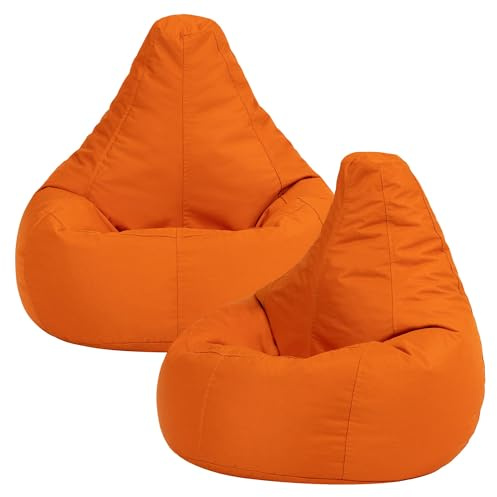 Bean Bag Bazaar Outdoor Kids Bean Bag with Filling, 2 Pack, Orange