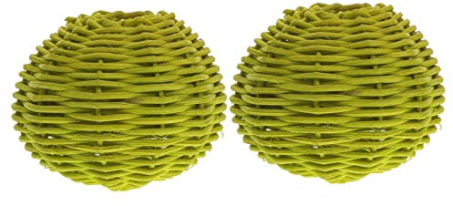 HAMPPLIES 2 Stück Rattan Lampenschirme für Diy Leuchtenschirm für Tisch und Stehlampen Natürliche Rattanfaser Dekorativ Staubdicht Langlebig Leicht zu Reinigen Grün