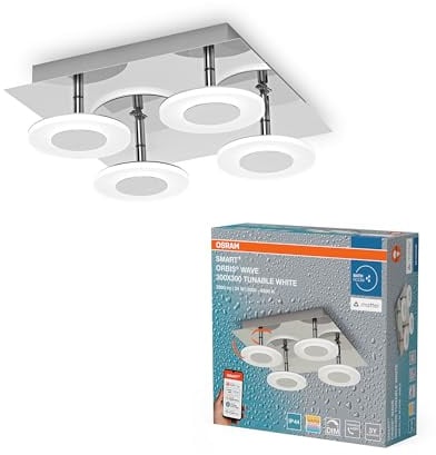 Osram SMART+ Matter Orbis Wave LED Wandleuchte 300x300 IP44 | SMART+ MATTER Orbis Wall Wave, Indoor Wall Lighting, Silber, 30000 h, 1-Pack