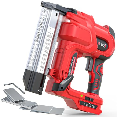 DIYtoolifz 18GA Cordless 2 Brad Nailer Compatible with Milwaukee 18V (Tool Only), 2-in-1 Nail/Staple Gun, Tool-Free Jam, Adjustable Depth, 2 Modes with 400 Nails/Staples for Woodworking, Carpentry