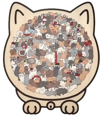 135-Piece Morandi-Colored Cat Shaped Wooden Jigsaw Puzzle, Cat Shaped Wooden Jigsaw Puzzle (#D)