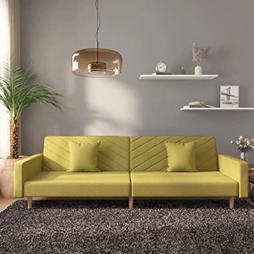 RMIHSJG Schlafsofa 2-Sitzer mit 2 Kissen Grün Stoff Sofabett Bettcouch für Wohnzimmer Gästezimmer