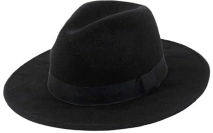 Chapeau Fedora classique 2026 pour une élégance intemporelle, large bord, réchauffe en hiver et convient pour les occasions décontractées et festives., Noir , taille unique