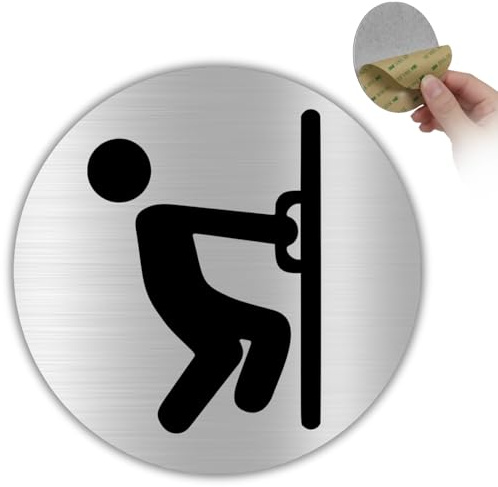 LEIASA | Cartello Tirare Porta - Ø 10 cm - Alluminio - Aprire in Trazione | Targa Tirare Ingresso, Adesivo Tirando si Entra, Segnale Verso di Sé, Insegna Movimento Manuale, Avviso Varco Tirato