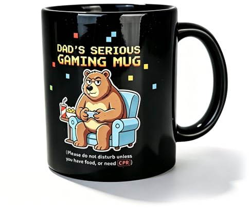 Mitibet Funny Dad Gaming Mug, Birthday Present for Daddy from Daughter Son, 11oz Black Ceramic Novelty Coffee Cup for Men, 1 Piece