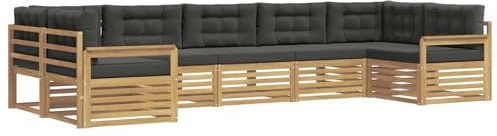 vidaXL Outdoor-Sofagarnitur mit Kissen 7 pcs Weiß und Anthrazit, Gartensofa, Moderne Außenmöbel, Bequeme Sitze, Lounge am Pool, funktionale Design für die Terrasse
