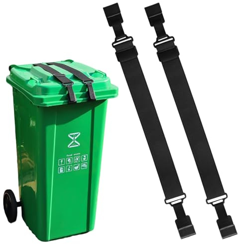 2-Pack Wheelie Bin Locks,Trash Can Lock Strap,Heavy Duty Garbage Bin Straps,Adjustable,No Drilling,Animal-Proof,Universal Outdoor Trash Can