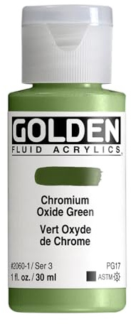GOLDEN Fluid Acrylics, Chromium Oxide Green, 1 fl. oz. Bottle