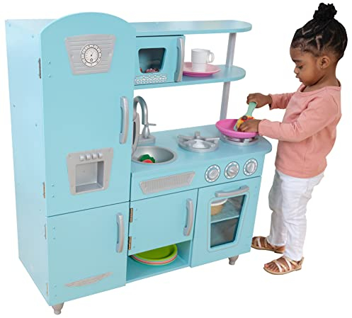 Kidkraft- Vintage Play Kitchen-Blue Cocinas de Juego para niños pequeños, Color Azul, 33.07 x 13.23 x 34.92 (53227)