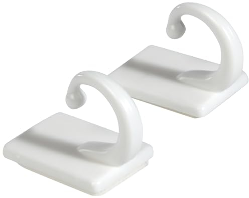 Gardinia Raffhaken selbstklebend, 2 Stück, Zum Raffen und Drapieren von leichten Gardinenstoffen, Länge: 2,5 cm, Kunststoff, Weiß 3206