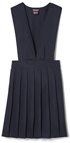 French Toast Girls' V-Neck Pleated Jumper, Navy, 6
