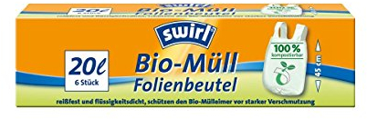 Swirl Bio-Müll-Folienbeutel 20 Liter, mit Tragegriff - 6St.