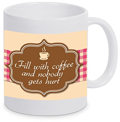 4youDesign Kaffeebecher *Fill with coffee and nobody gets hurt* bunte Banderole -Geschenkidee Weihnachten Geschenk für Mann Frau Nikolaus Adventskalender