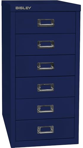 BISLEY MultiDrawer, 29er Serie, DIN A4, 6 Schubladen, Metall, 639 Oxfordblau, 38 x 27.9 x 59 cm