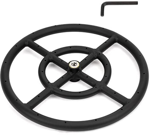 Stanbroil Anillo de quemador redondo de 12 pulgadas para gas natural y propano, acero negro para chimenea interior y exterior, BTU 92,000 máx