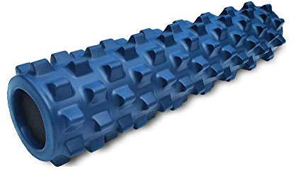 RumbleRoller Schaumstoffwalze Blau Medium. Faszienrollen für Tiefe Gewebemassage. 3D-Massageroller mit Triggerpunkt-Stimulation für Intensive Schmerzlinderung (Blau-Fest, 55 cm)