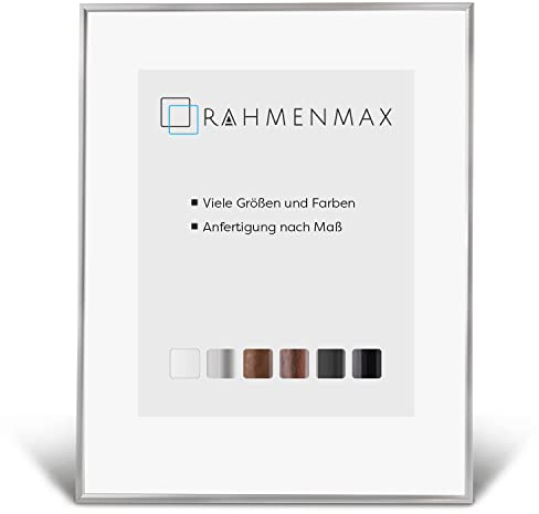 RahmenMax® Iowa Bilderrahmen 48x64 cm zum Aufhängen/Bilderrahmen Maßanfertigung möglich/Posterrahmen aus Kunststoff/Bilder Rahmen in Silber mit klarem Acrylglas/Puzzle Rahmen