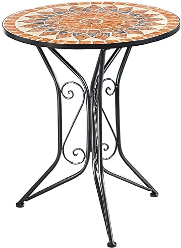 Kobolo Gartentisch Mediterran mit Mosaikplatte Höhe 70 cm Durchmesser 60 cm