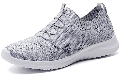 TIOSEBON Slip On Shoes Women Lightweight Walking Casual Trainers 3.5 UK Light Gray