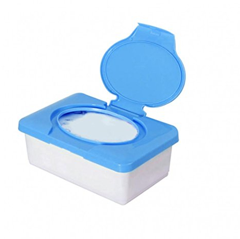 Sundatebe Boîte de rangement en plastique avec couvercle pour lingettes, Plastique, bleu, Taille unique
