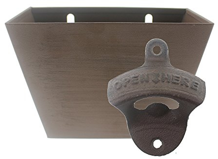 Vintage Mounted Bottle Openers, Cast Iron Wall Mounted Bottle Openers with Cap Catcher with Screws