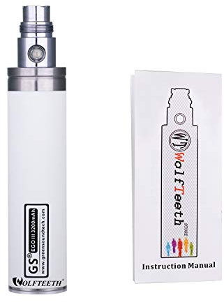 Wolfteeth GS EGO II 3200mAh Batterie Rechargeable Haute Capacité, 510 Cigarette Electronique Sans Nicotine Ni Tabac (Blanc 115101)