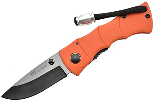 MAX KNIVES - MKBAM OR - Lame Céramique - Fermeture liner-lock - Couteau de survie pour camping, chasse, pêche et randonnée - Couteau pliant avec manche en G10.