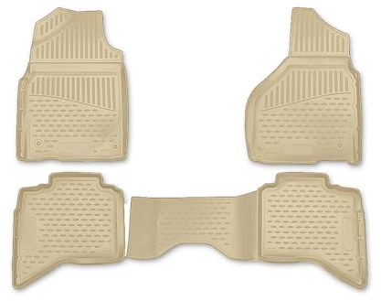 OMAC Gummimatten Fußmatten kompatibel mit Dodge RAM 1500 2500 3500 2012-2018 Quad Cab Beige